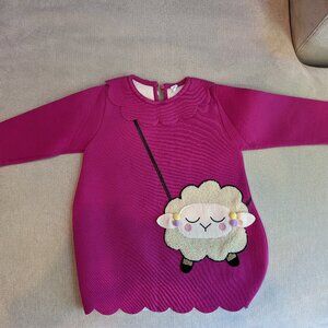 Coco Rabbit Girls' Dress with Sheep Appliqué - Size S (3T)